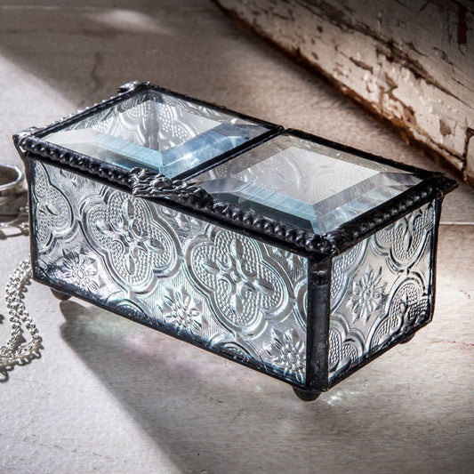 Clear Vintage Stained Glass Jewelry Box