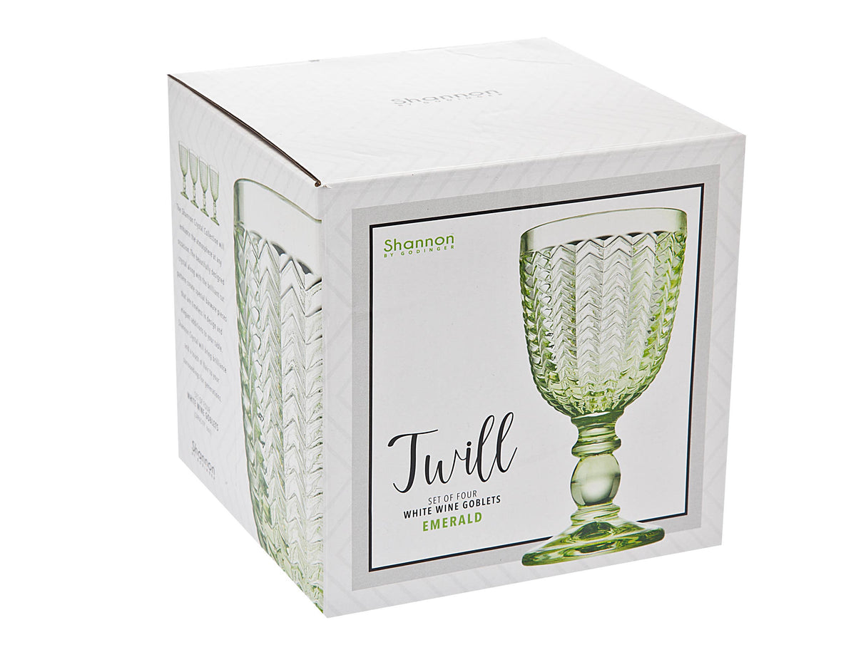 Godinger Set of Four Twill Green Goblets