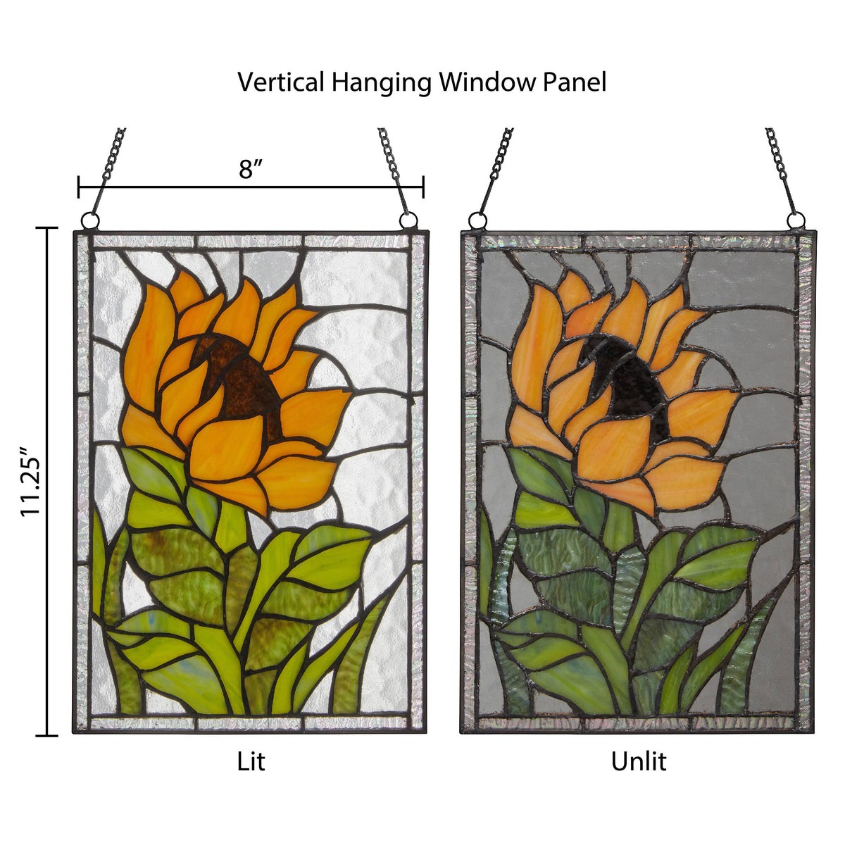 11.25” Sunflower Stained Glass Window Panel