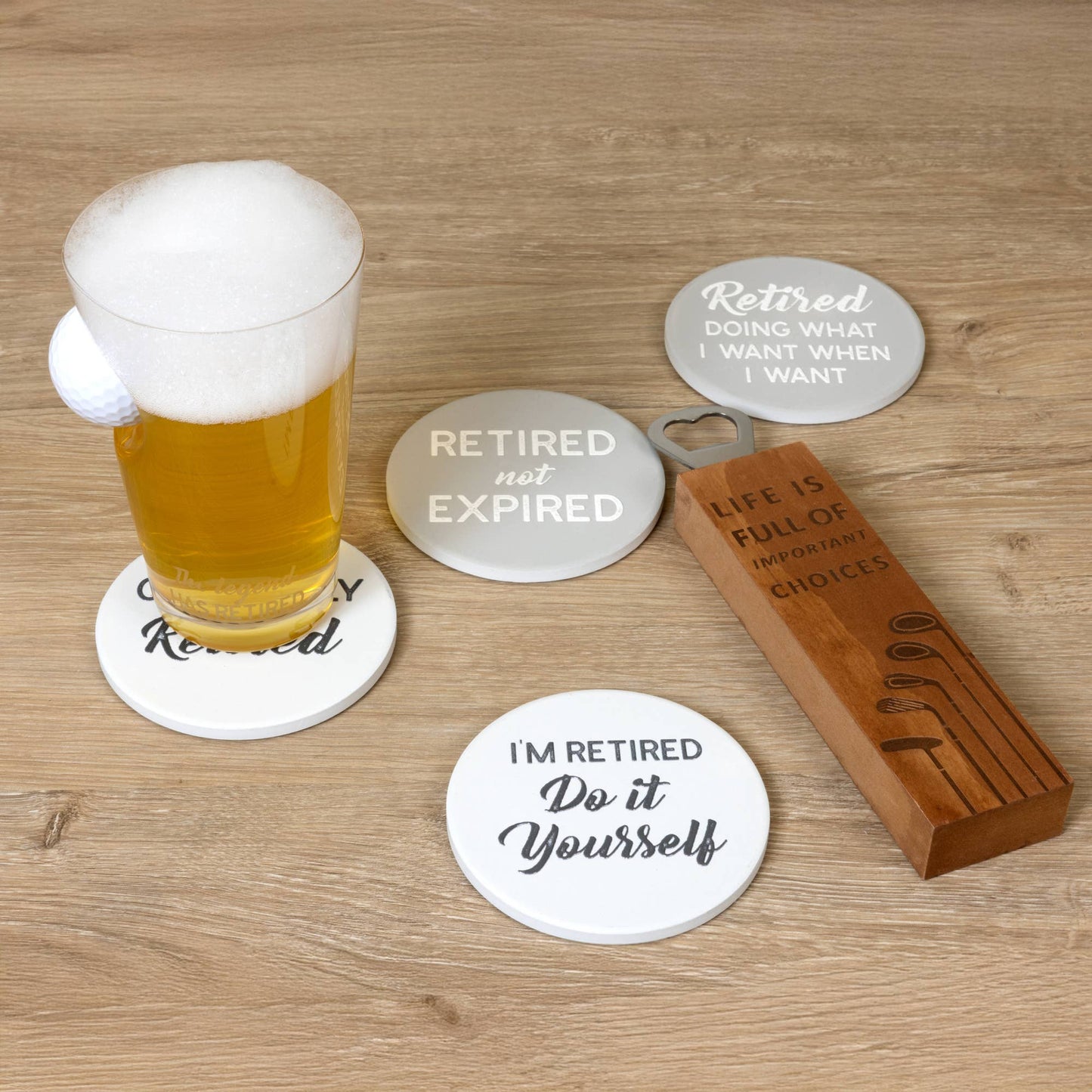 Retired Life - 4" Ceramic Coasters (Set of 4)