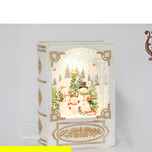 7.5" B/O Lighted Snowman Book Glitter Globe - Home Decor