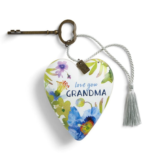 Love You Grandma Floral Art Heart - 3.5x4in