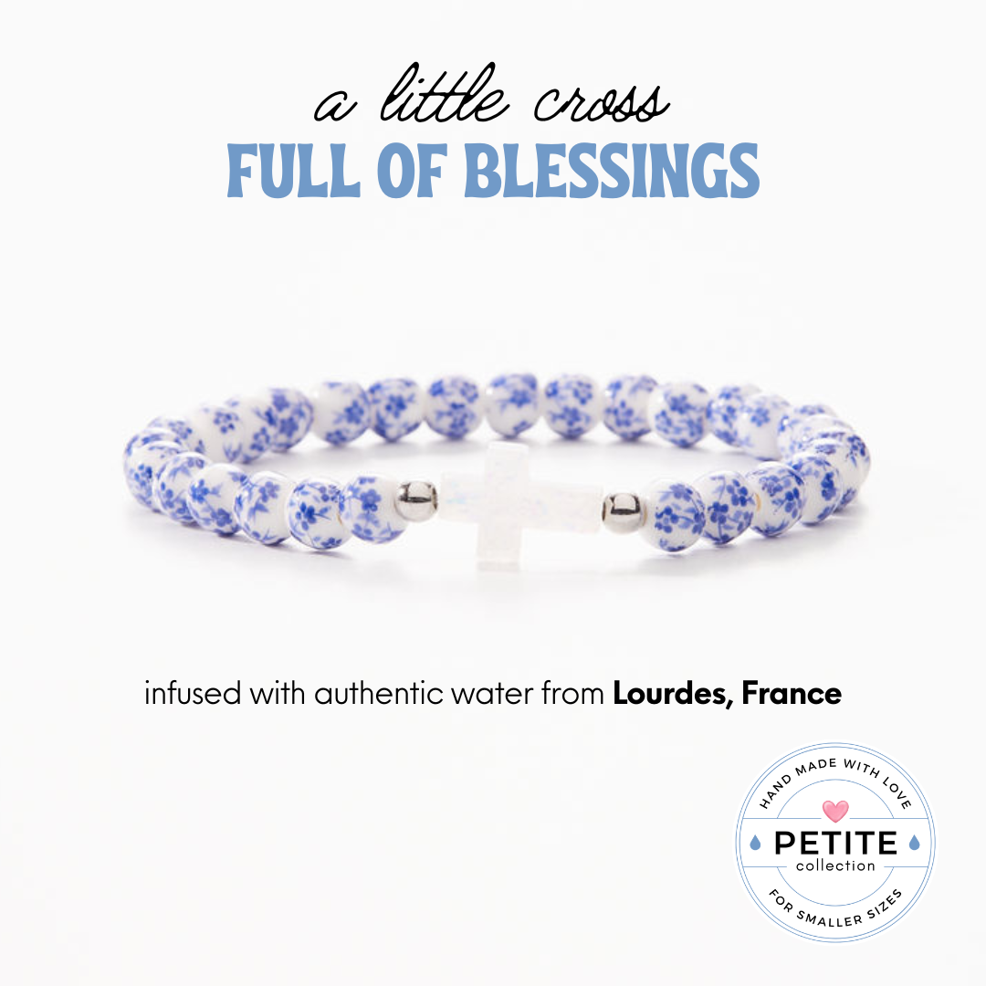 PETITE HOLY WATER PORCELAIN CROSS BRACELET