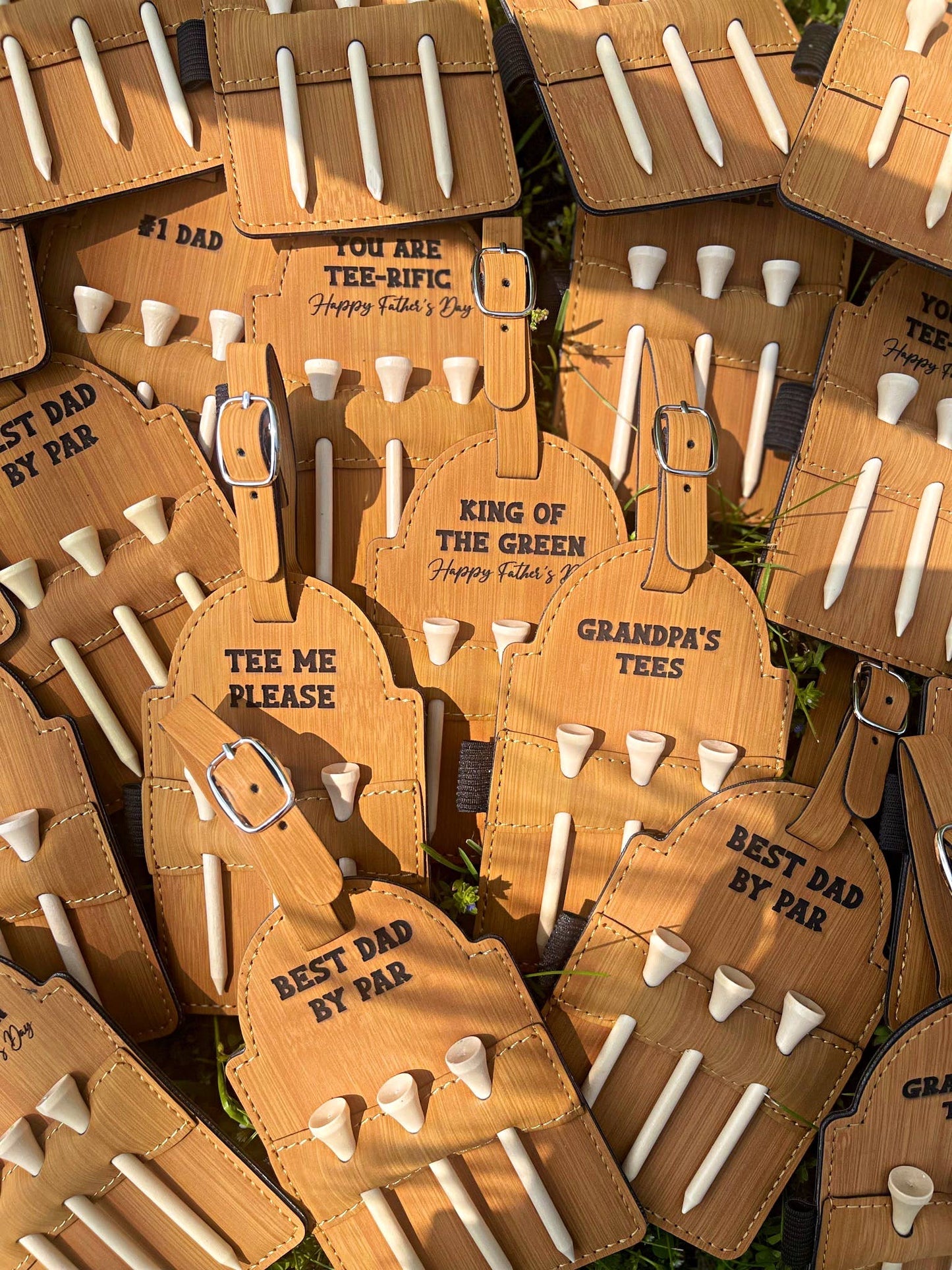 Custom Leatherette Golf Tee Bag Attachment with 3 Tees