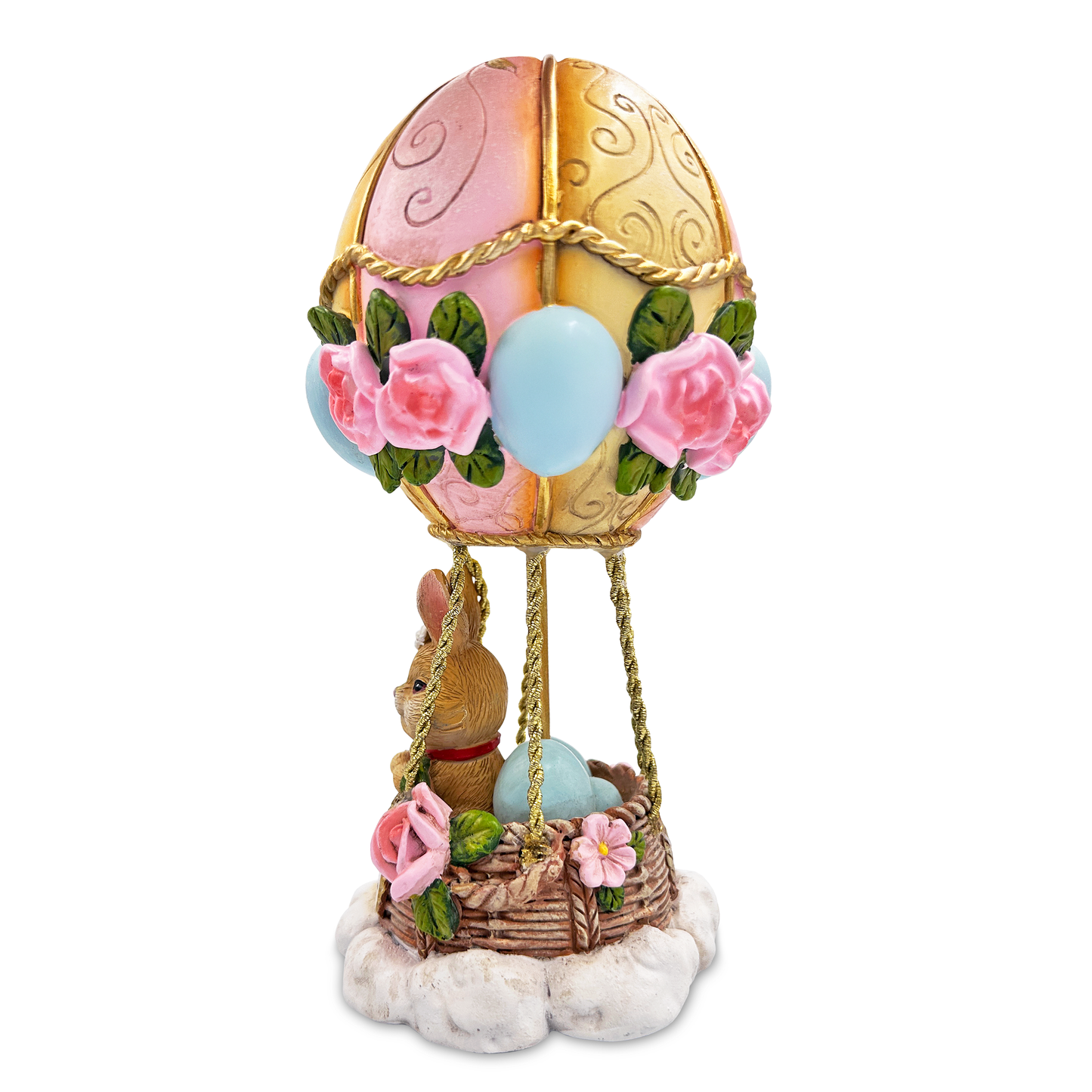 Springtime Voyage Easter Bunny Hot Air Balloon Figurine, 7" Charming Holiday Decor