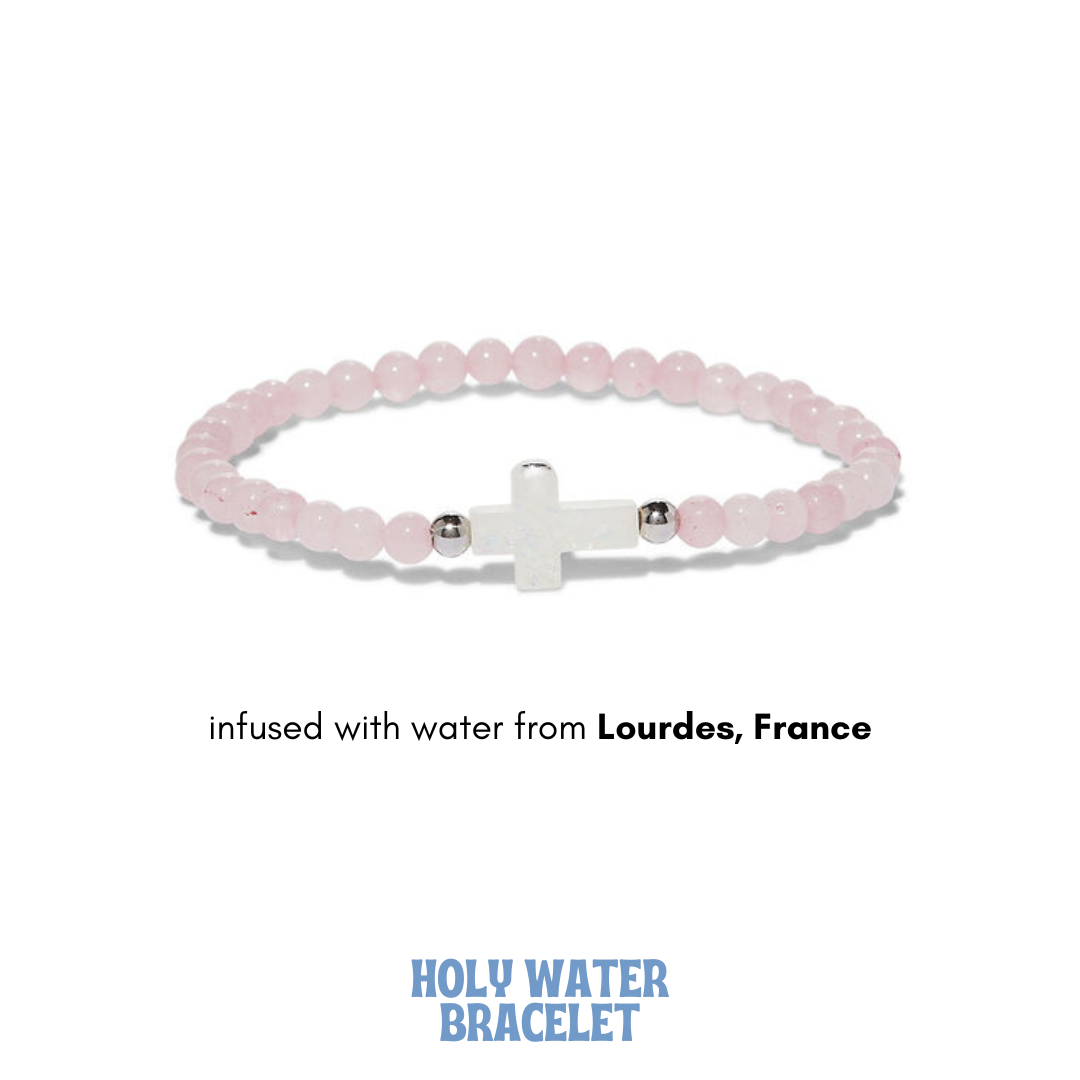 HOLY WATER ROSE QUARTZ CROSS BRACELET