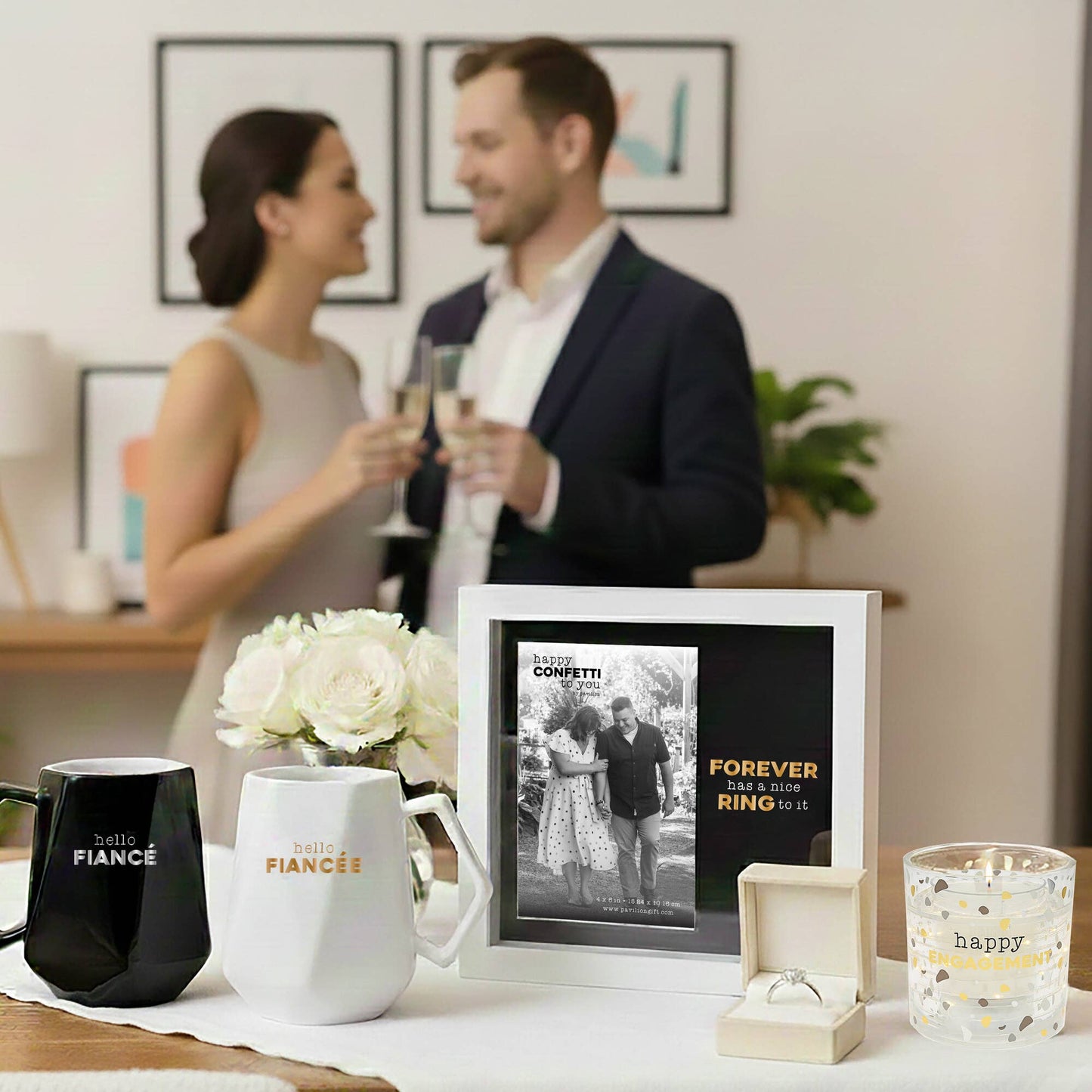 Hello Fiancé - 17 oz Geometric Cup (Set of 2)