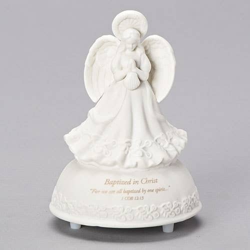 5"H Musical Baptism Angel Figure Plays Children's Prayer