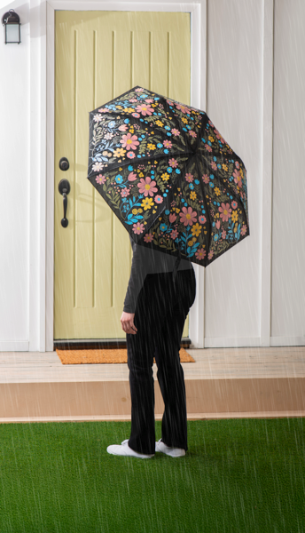 Modern Florals Color Changing Telescopic Umbrellas