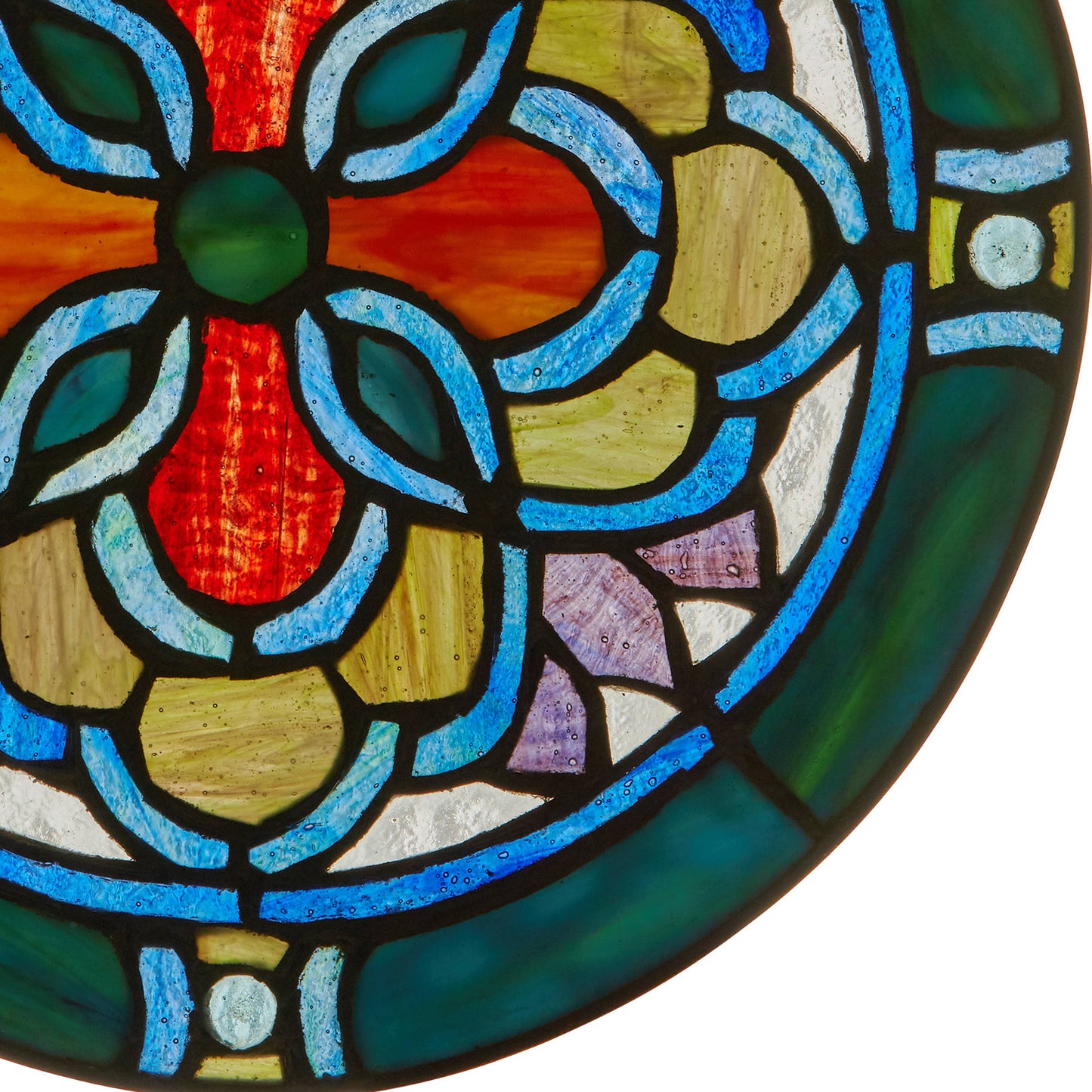 12"H Round Geometric Stained Glass Window Panel