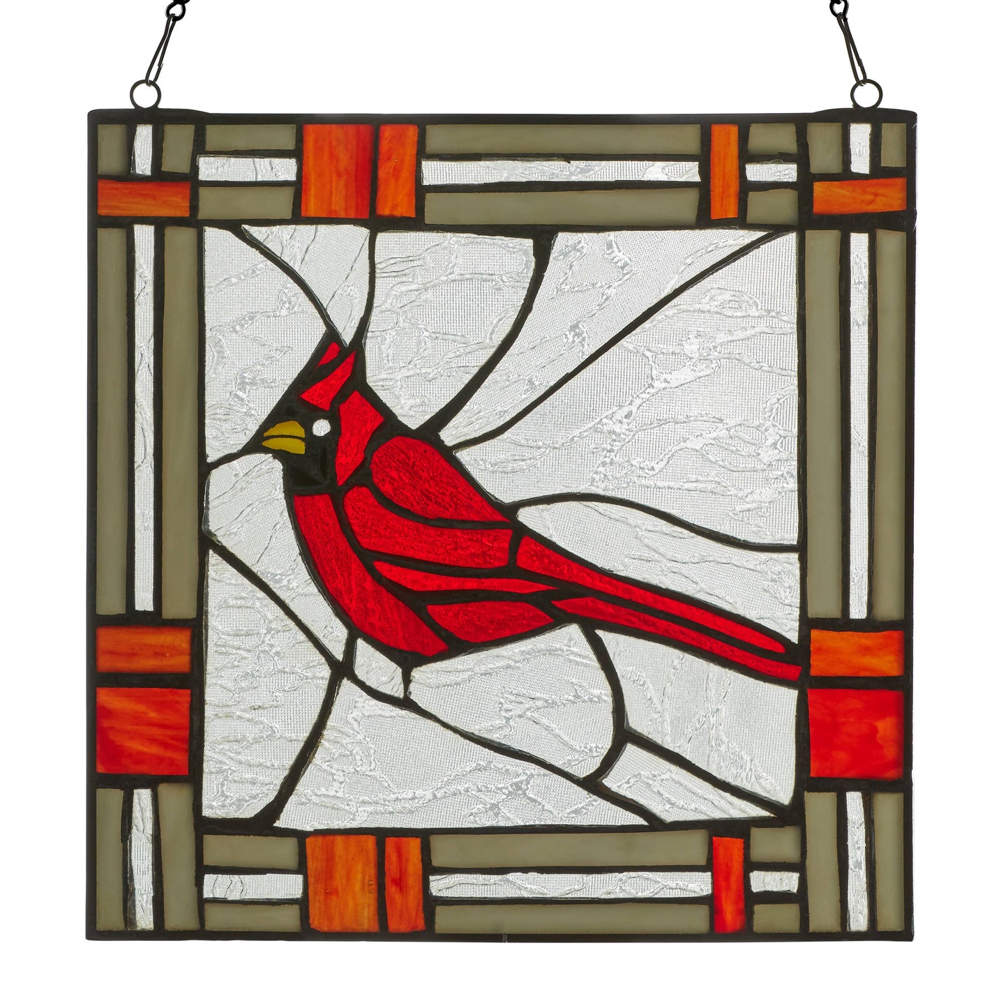 11"H Clara the Cardinal Red Stained Glass Window Panel