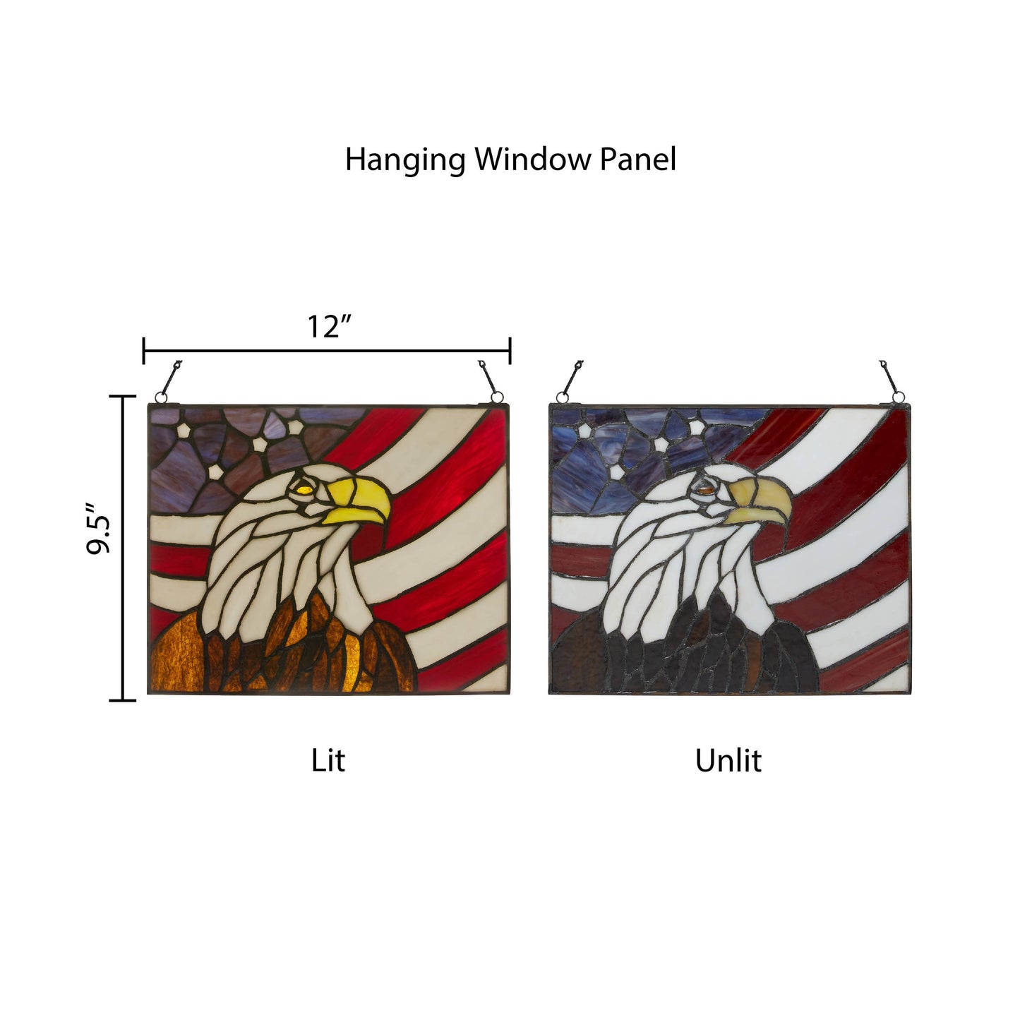 9.5"H Americana Eagle Stained Glass Window Panel