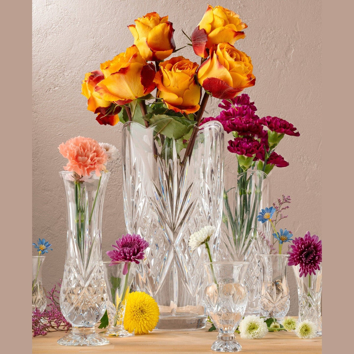 Dublin Crystal Large Scalloped Vase - Flower - Vintage