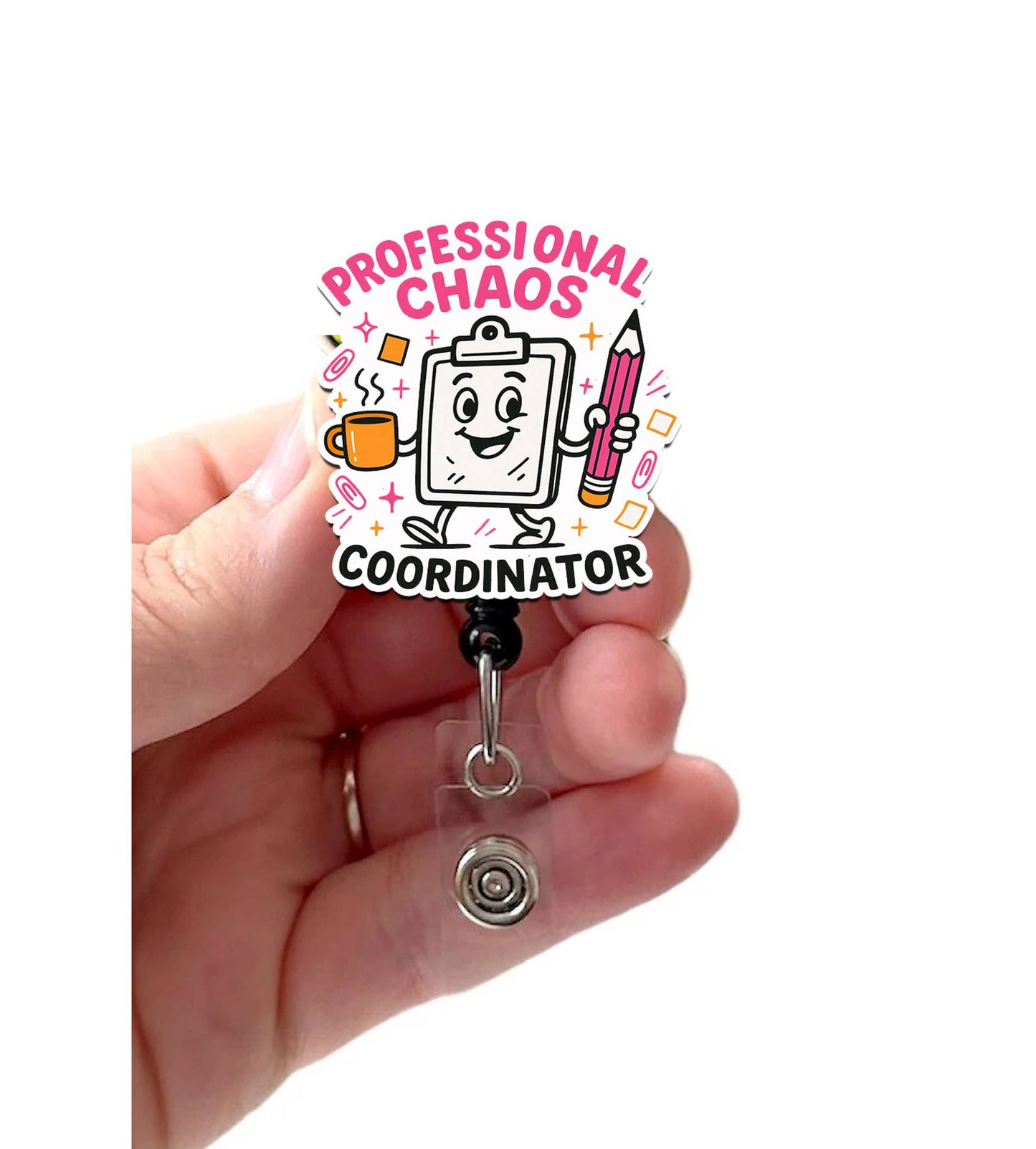 Prof Chaos Coordinator Acrylic Retractable Badge Reel