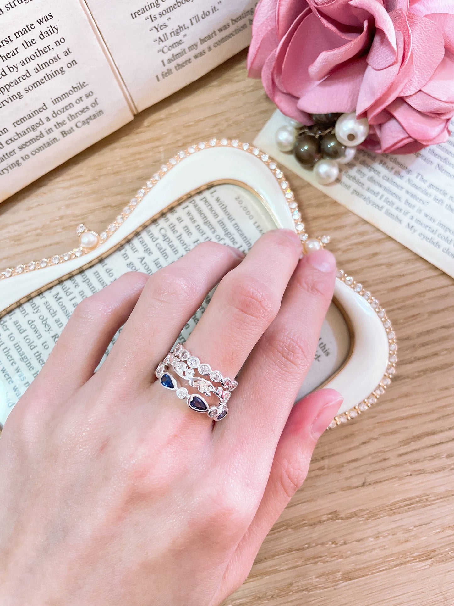 Silver Tone CZ Stack Ring Set - SF