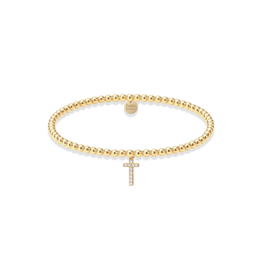 SAINT CROSS BEADED CHARM BRACELET