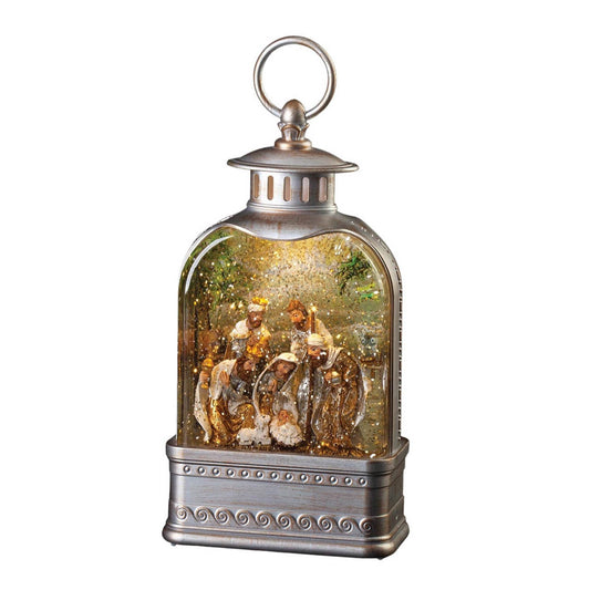 11"H LED Swirl Nativity Lantern