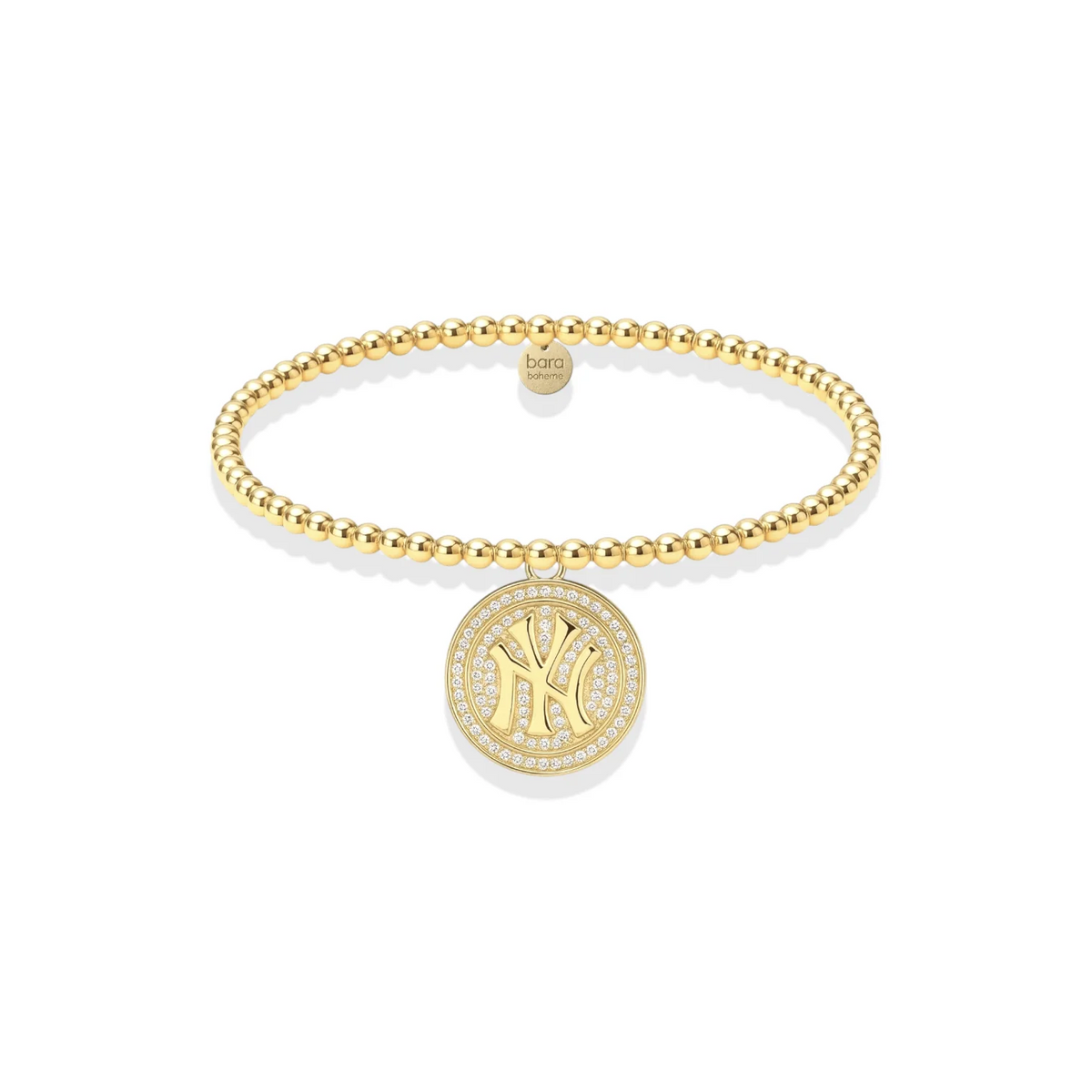 YANKEE MEDALLION BEADED CHARM BRACELET 7"