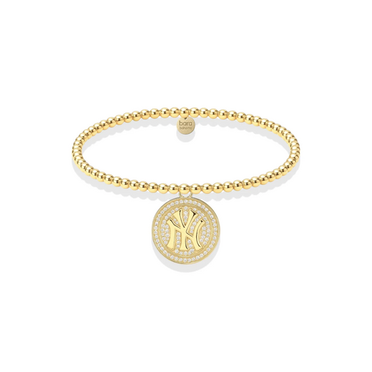YANKEE MEDALLION BEADED CHARM BRACELET 7"